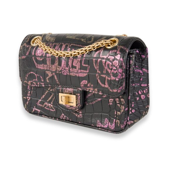 Chanel Black Crocodile Embossed Graffiti Reissue 2.55 224 Mini Flap Shoulder Bag - Picture 6 of 10